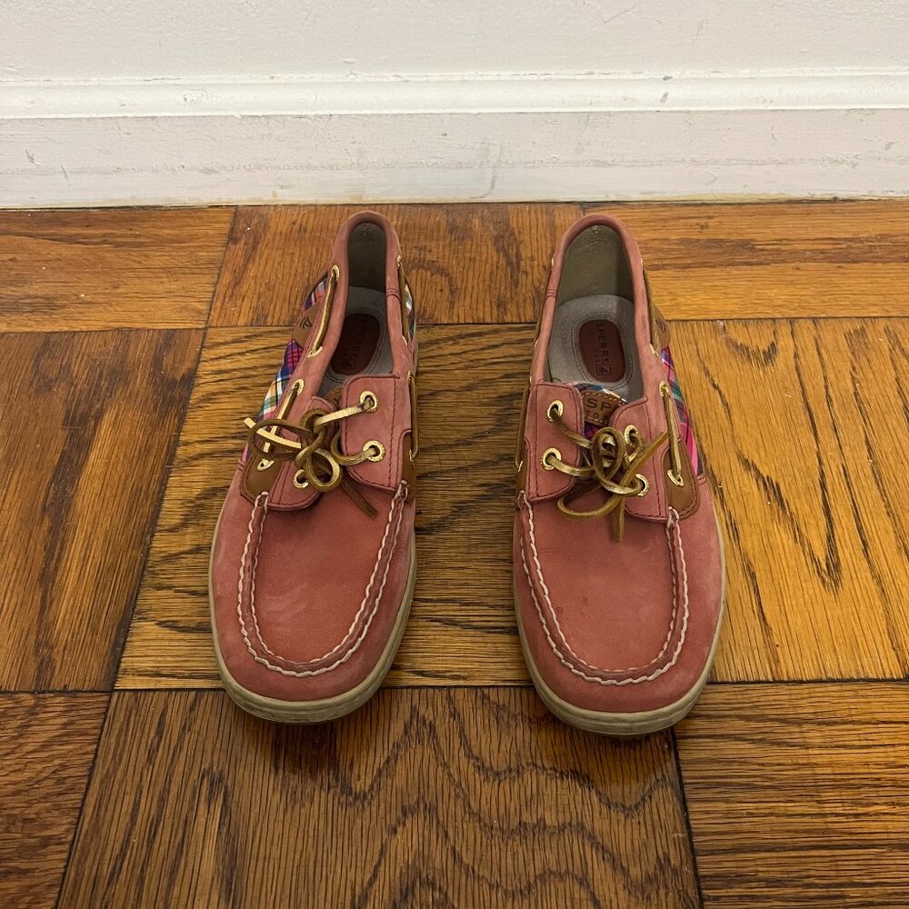 Sperry Top-Sider Boat Shoes, Pink Suede, women’s size 8